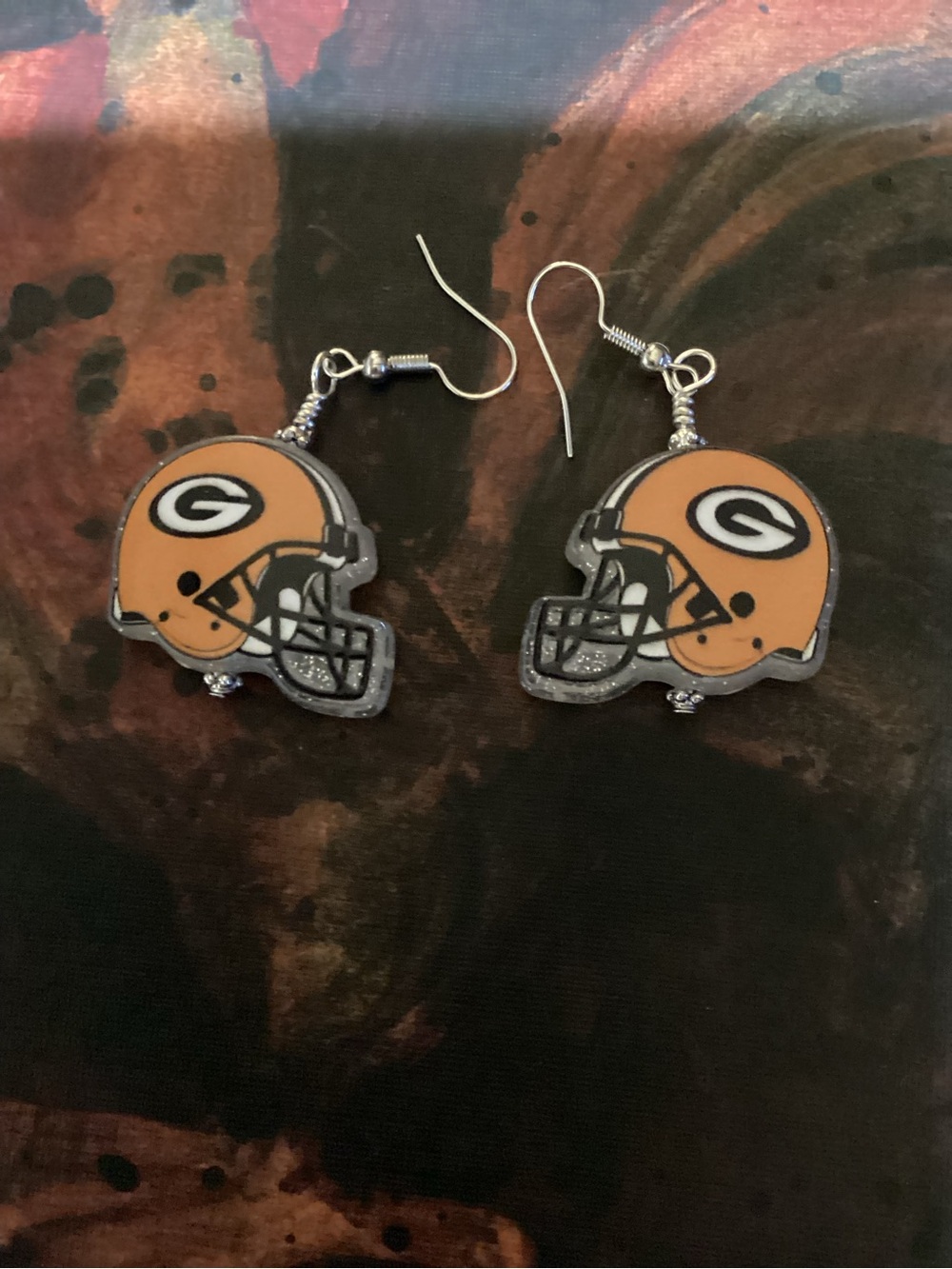 Green Bay Packers  helmet  Dangle Earrings - Team Spirit Jewelry